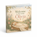 Personalized baby shower keepsake book mockup on white background