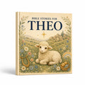 Personalized first Bible stories book mockup on white background