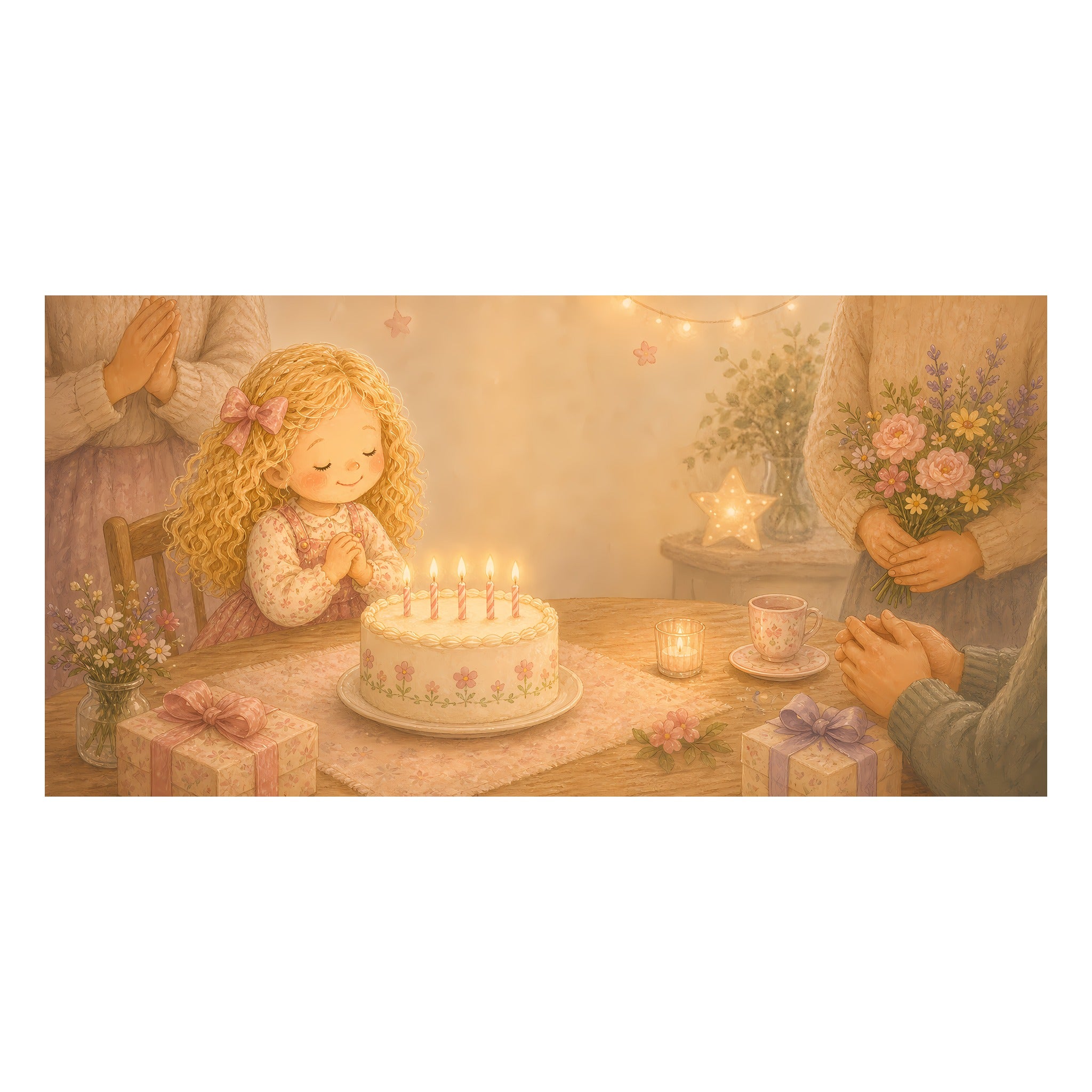 Inside preview scene from Personalized Baby Girl First Birthday Book