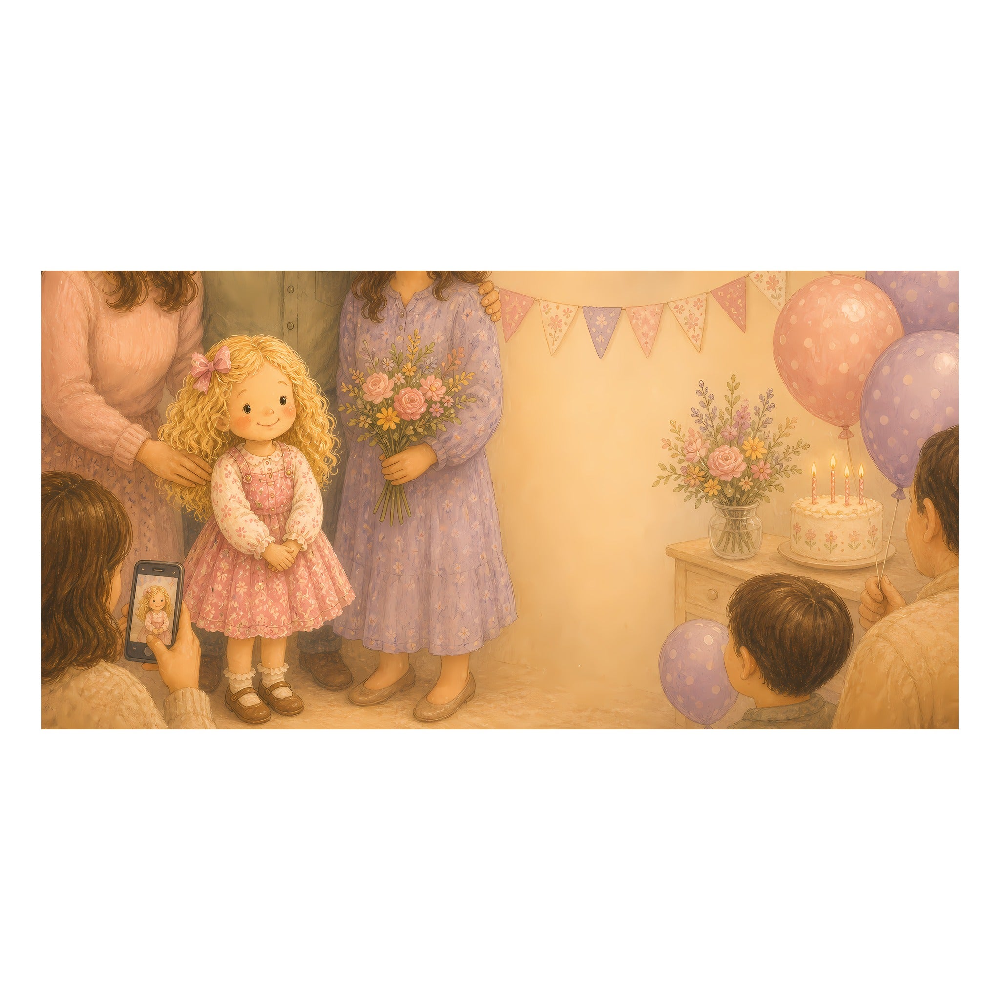 Inside preview scene from Personalized Baby Girl First Birthday Book