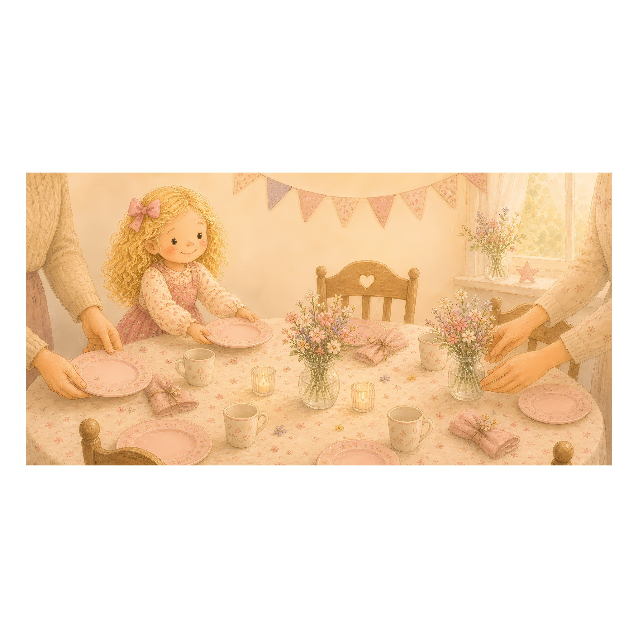 Inside preview scene from Personalized Baby Girl First Birthday Book