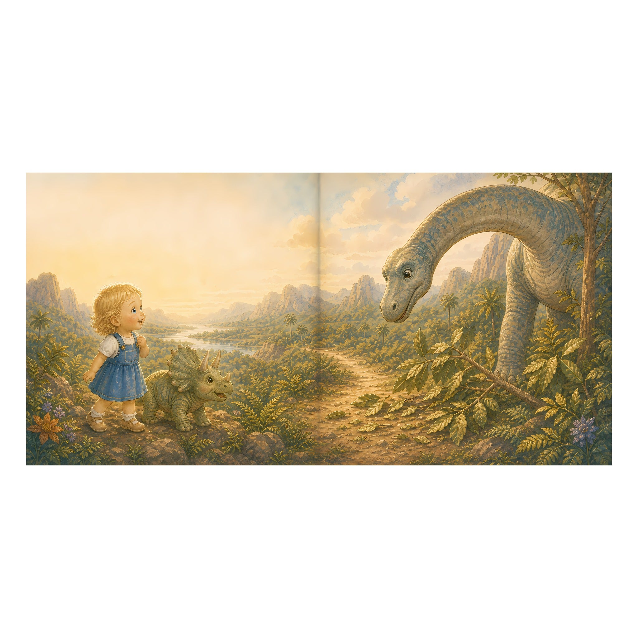 Inside preview scene from Personalized Dinosaur Adventure Book