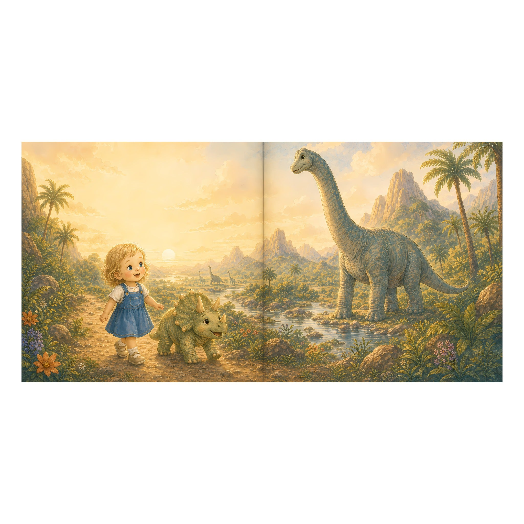 Inside preview scene from Personalized Dinosaur Adventure Book