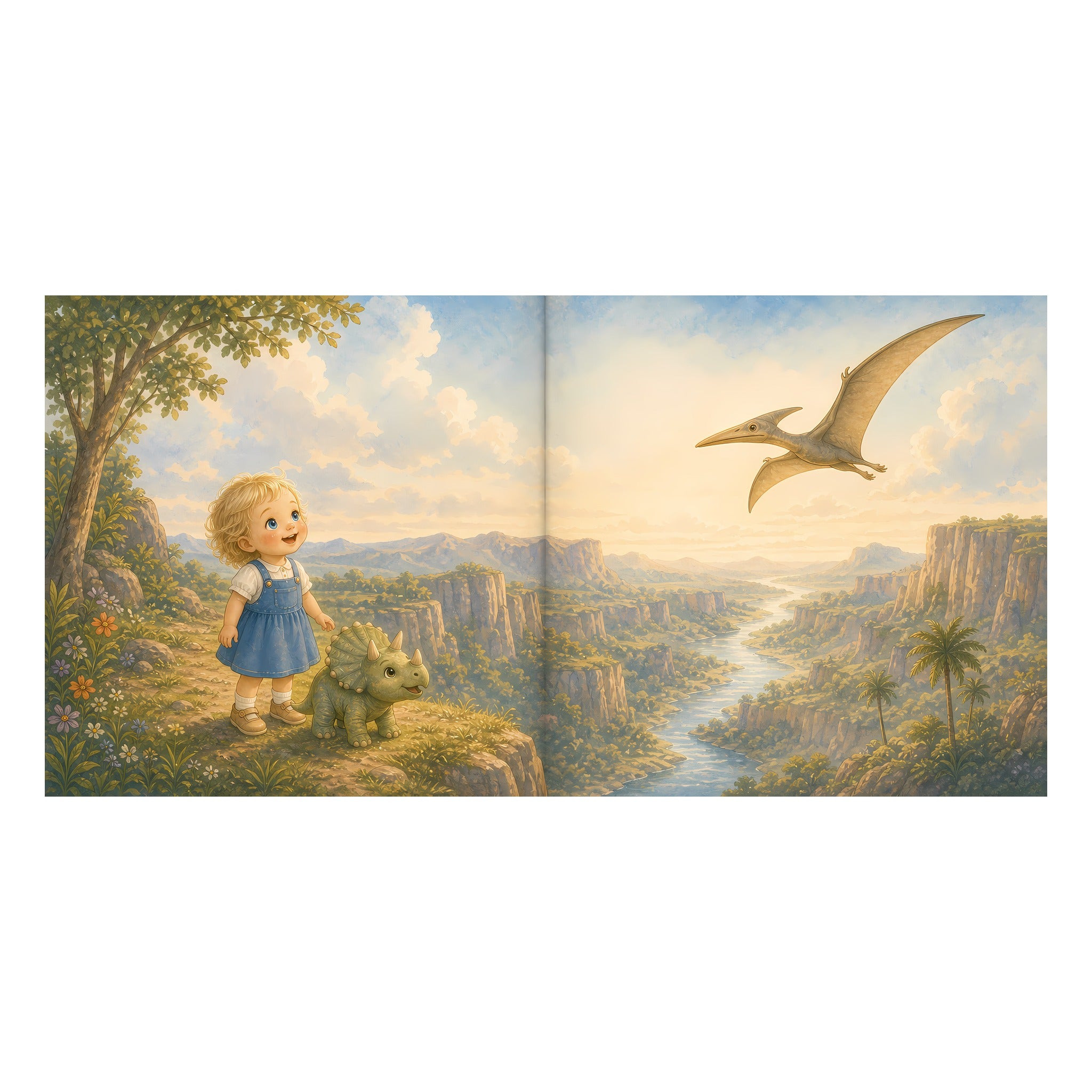 Inside preview scene from Personalized Dinosaur Adventure Book