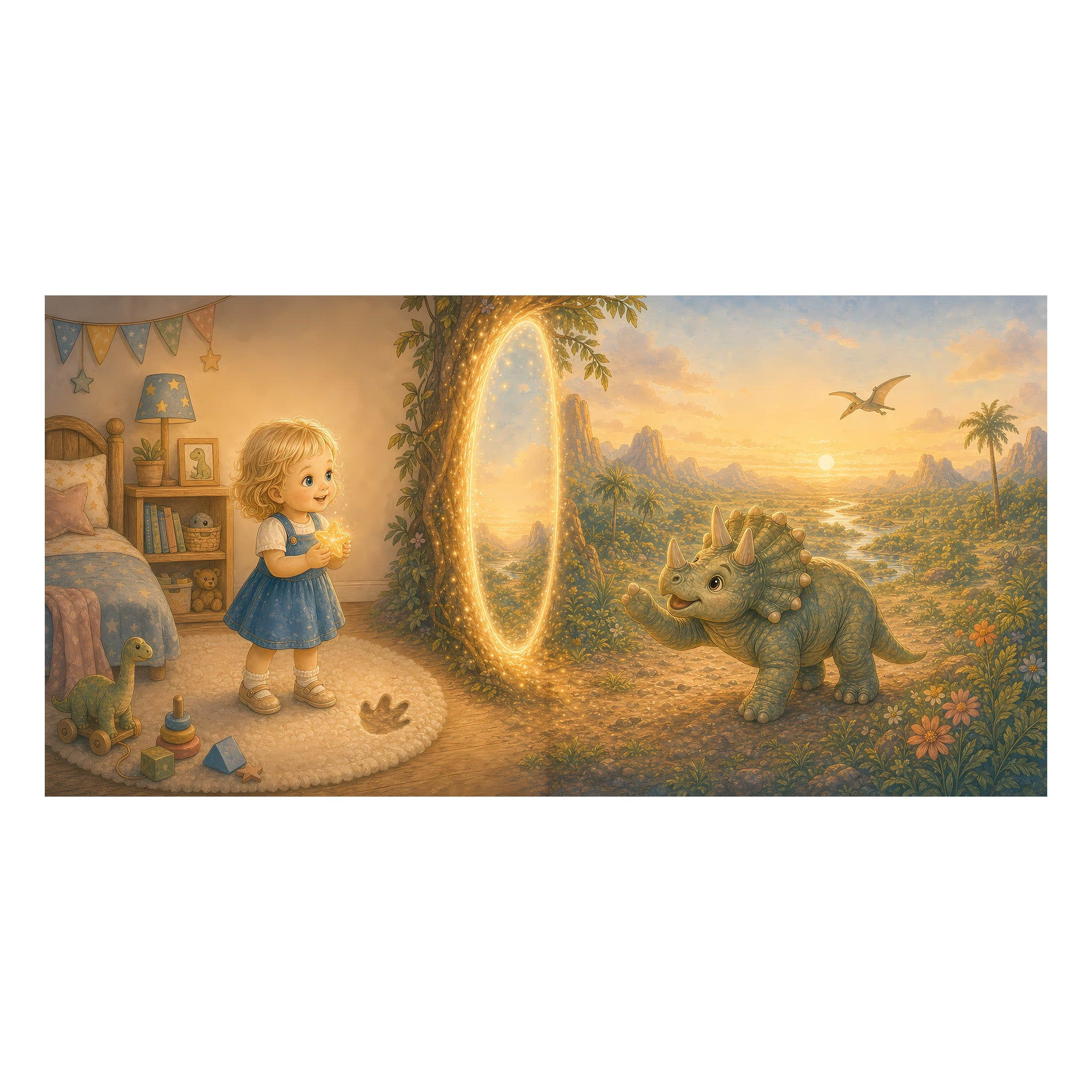 Inside preview scene from Personalized Dinosaur Adventure Book