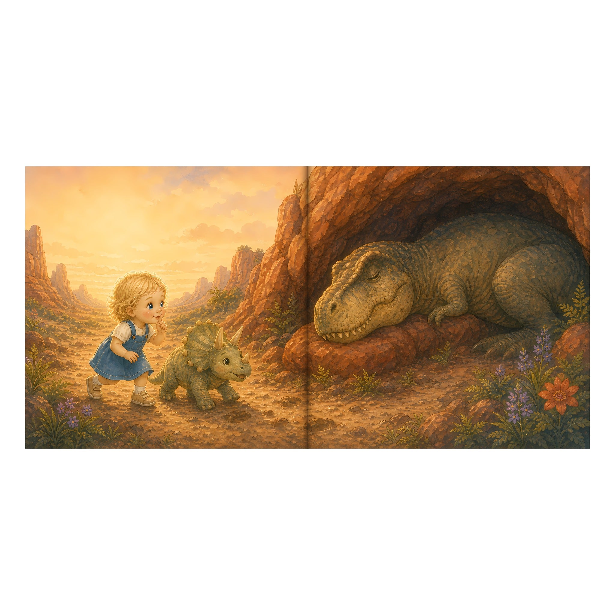 Inside preview scene from Personalized Dinosaur Adventure Book